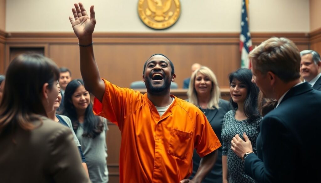 a prisoner in an orange jumpsuit wins his court case
