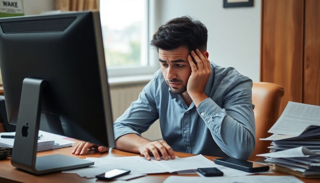 Person worried about finances due to romance scams.