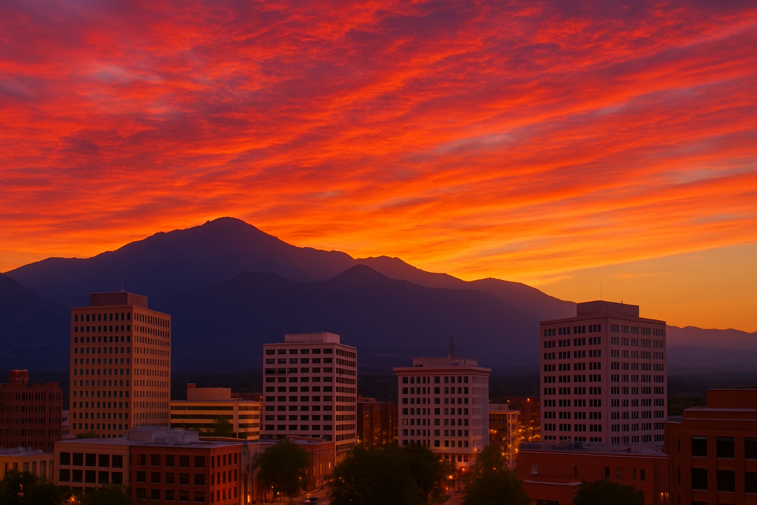 Downtown Colorado Springs at Sunset